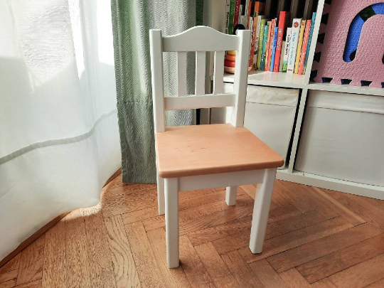 Ractangular table and chair set for child | WHITE & LACQUERED