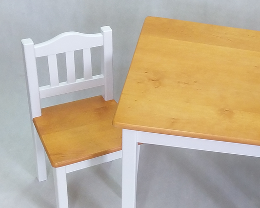 Childrens Wooden Table And Chair Set | WHITE and LACQUERED