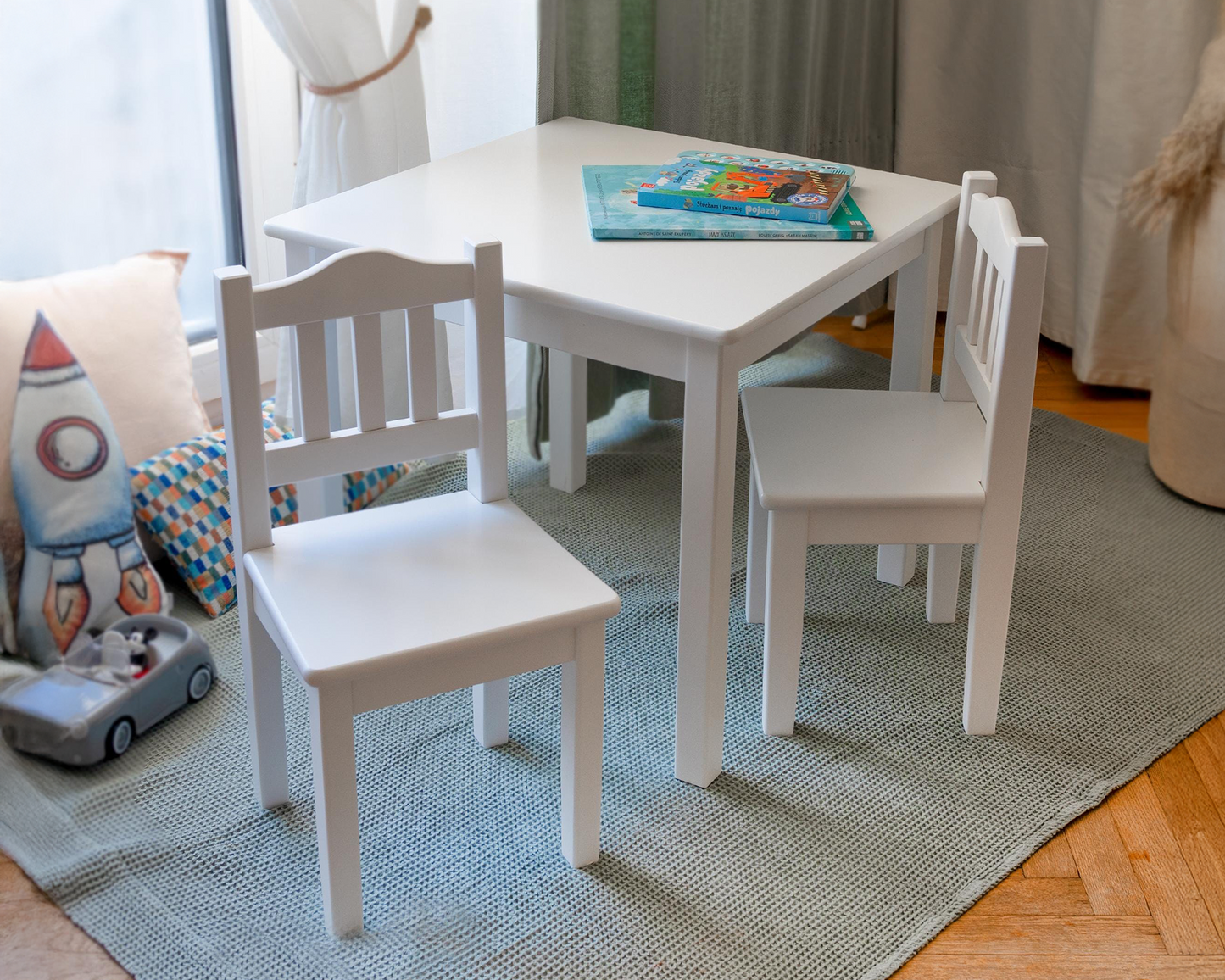 Childrens Wooden Table And Chair Set | WHITE or BLACK