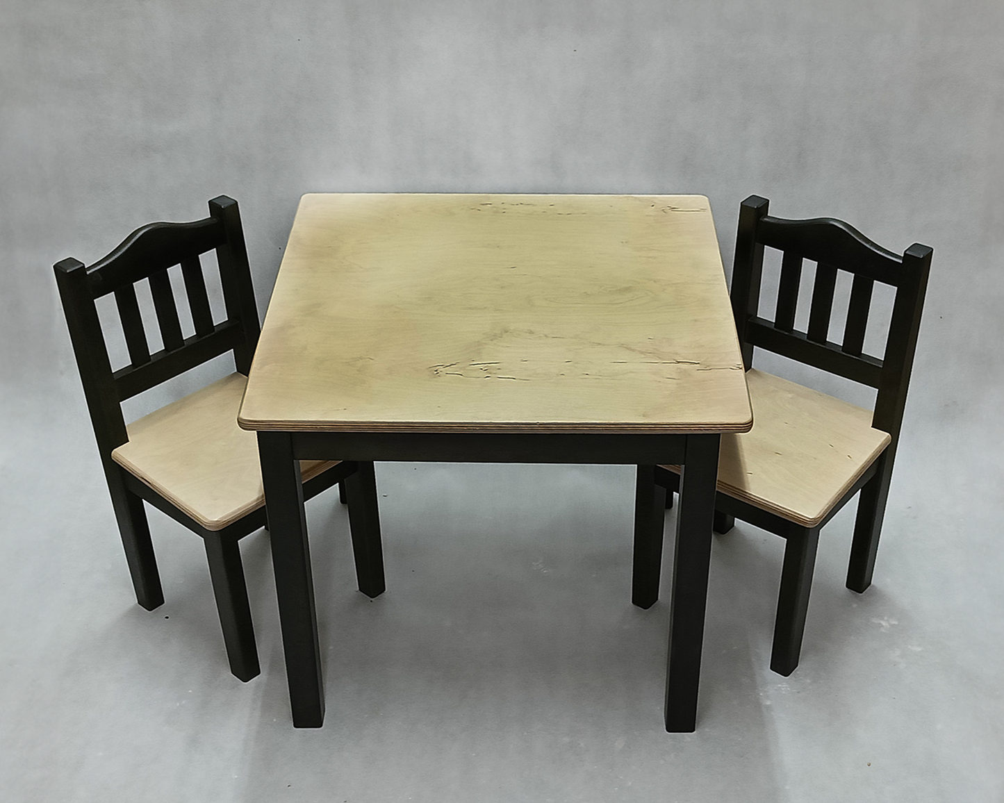 Childrens Wooden Table And Chair Set | BLACK and LACQUERED