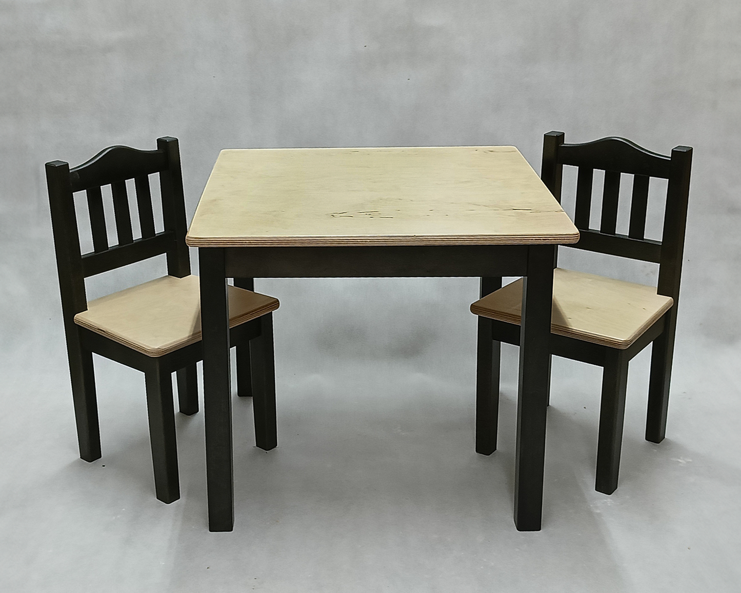 Childrens Wooden Table And Chair Set | BLACK and LACQUERED
