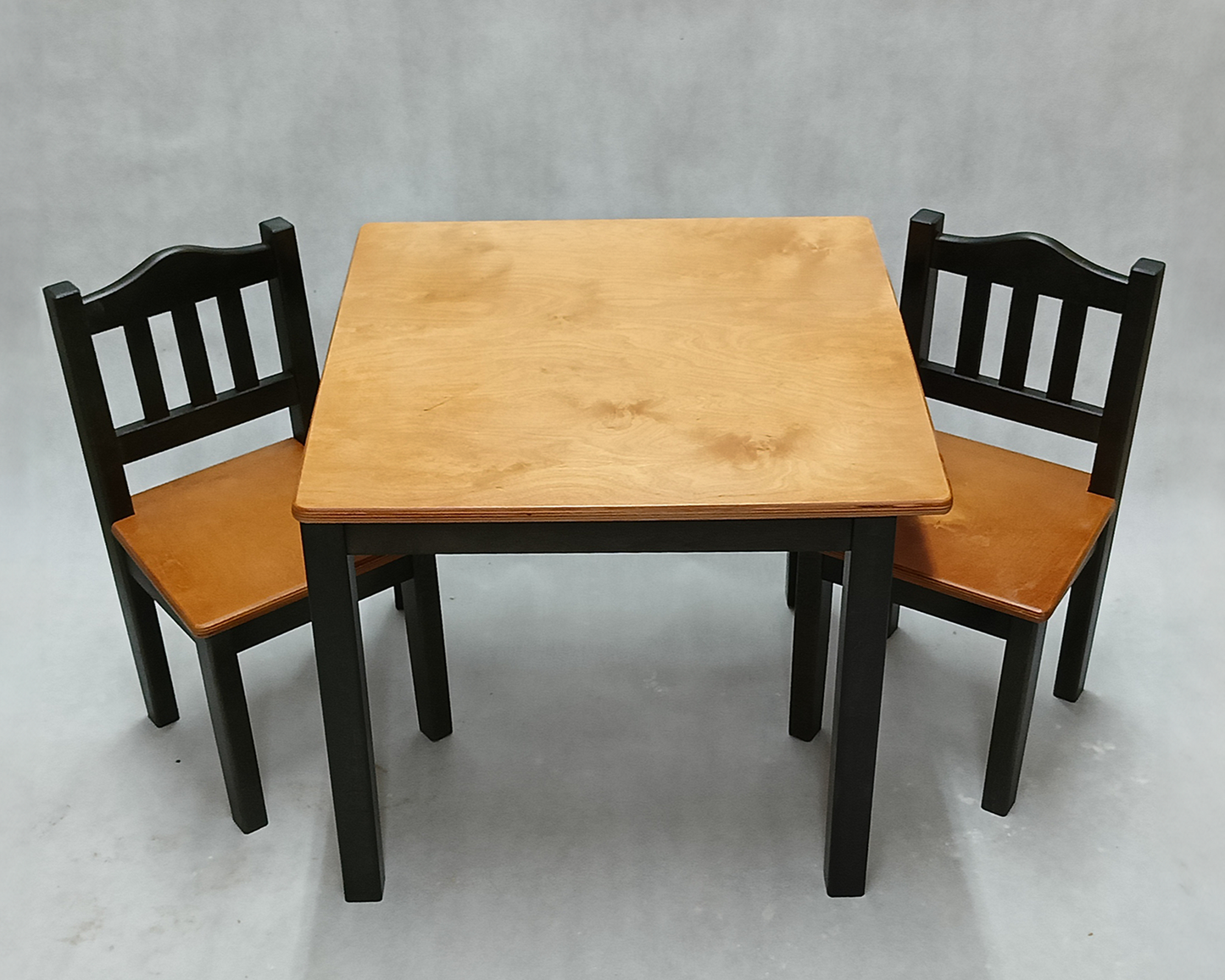 Childrens Wooden Table And Chair Set | BLACK and LACQUERED