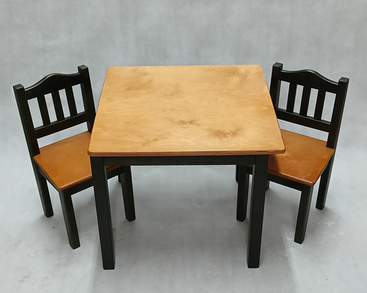 Childrens Wooden Table And Chair Set | BLACK and LACQUERED