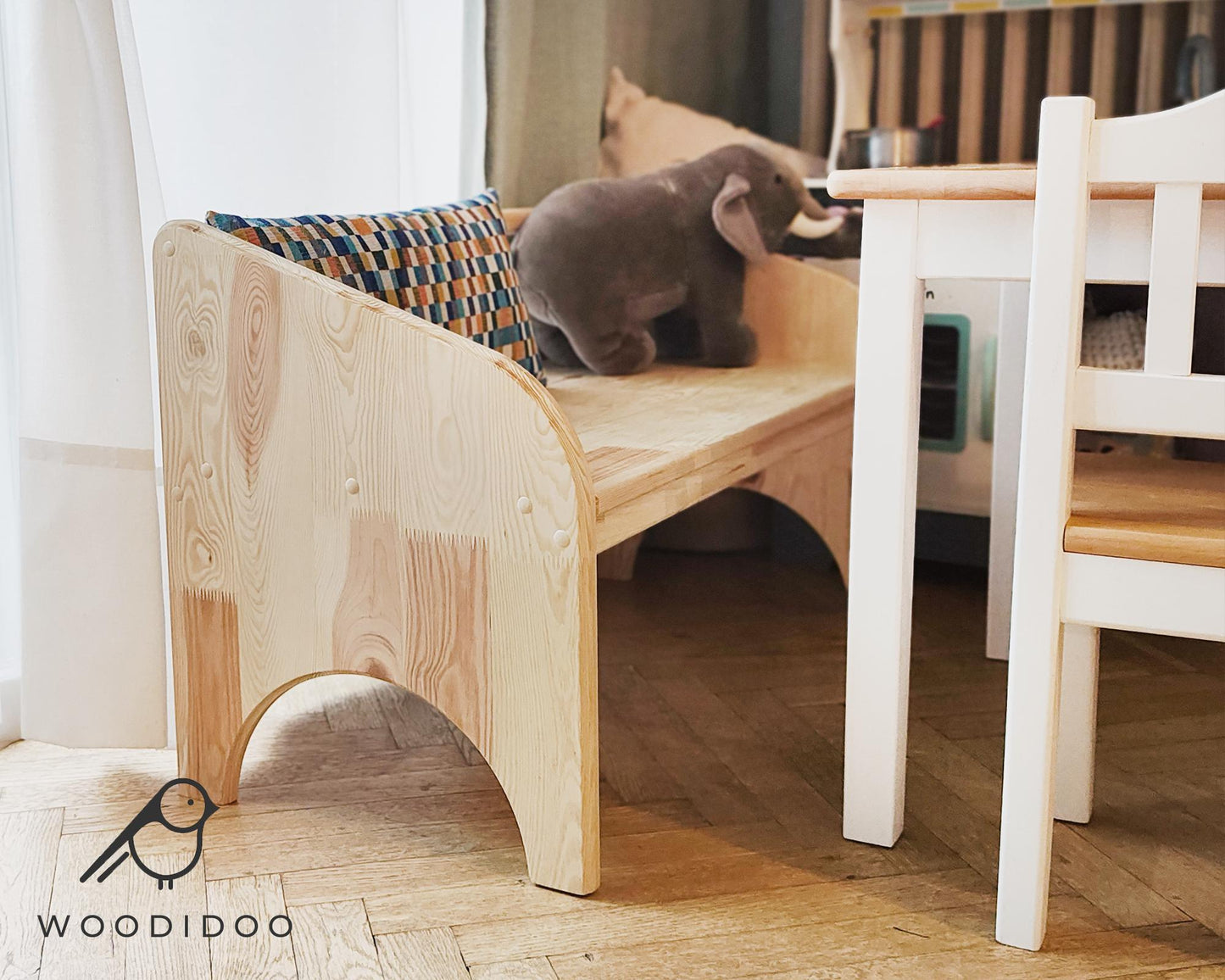 Wooden Bench for Toddlers