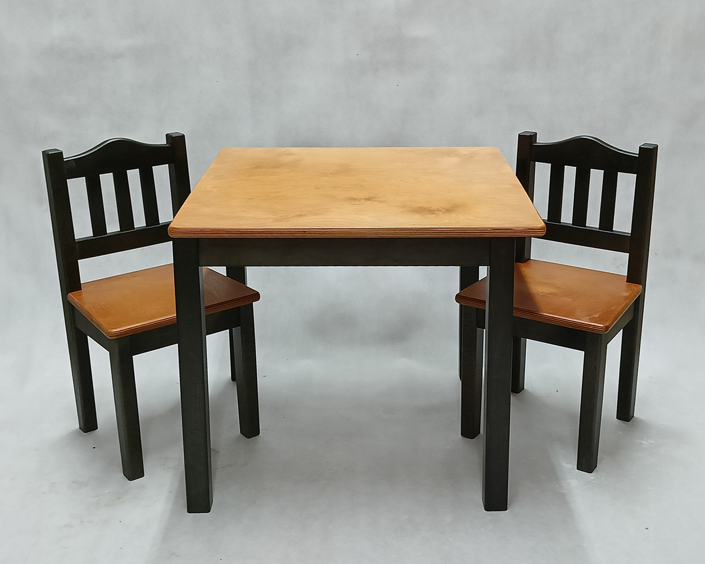 Childrens Wooden Table And Chair Set | BLACK and LACQUERED