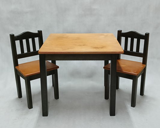 Childrens Wooden Table And Chair Set | BLACK and LACQUERED