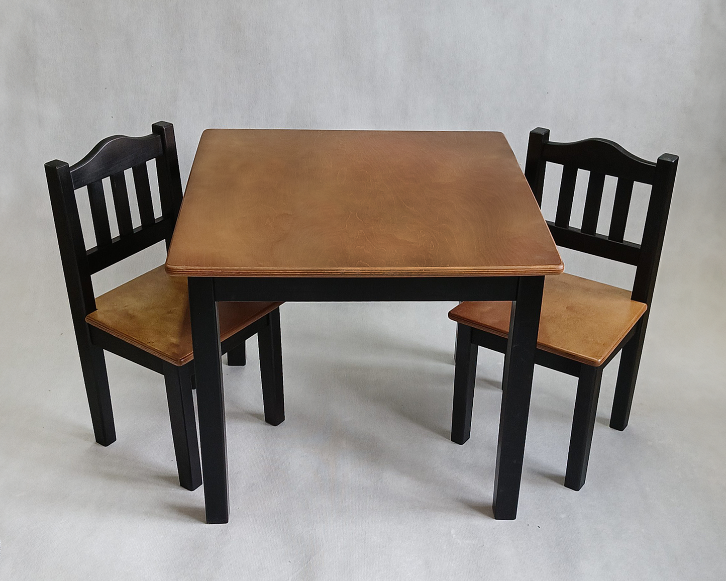 Childrens Wooden Table And Chair Set | BLACK and LACQUERED