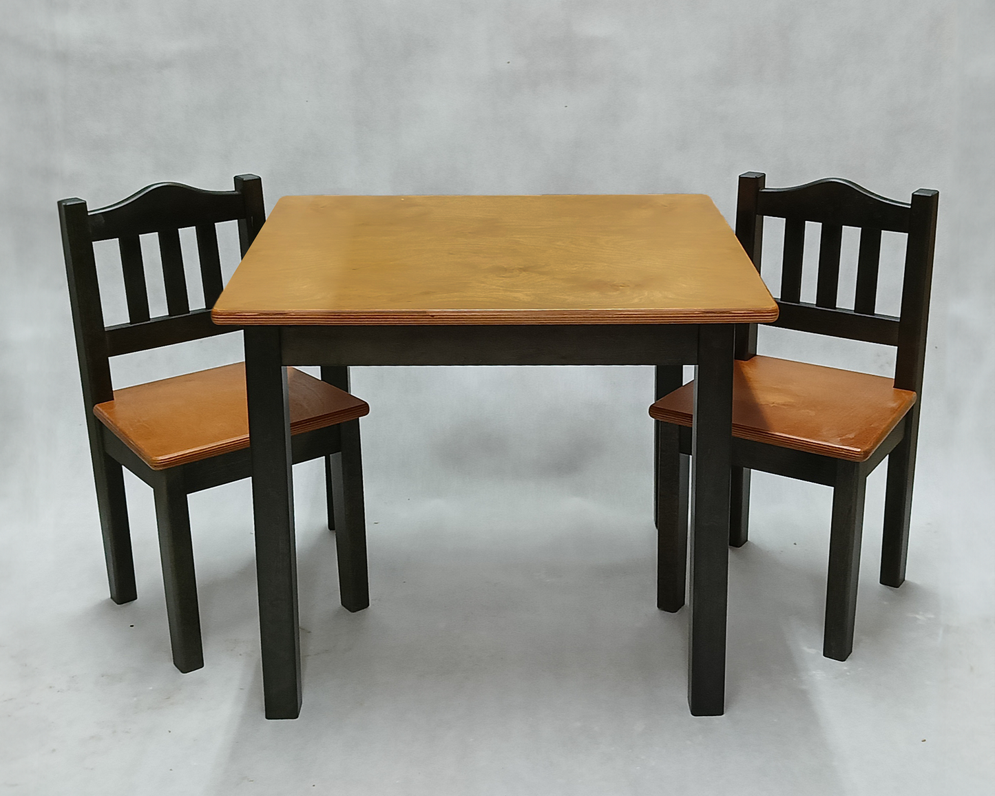 Childrens Wooden Table And Chair Set | BLACK and LACQUERED