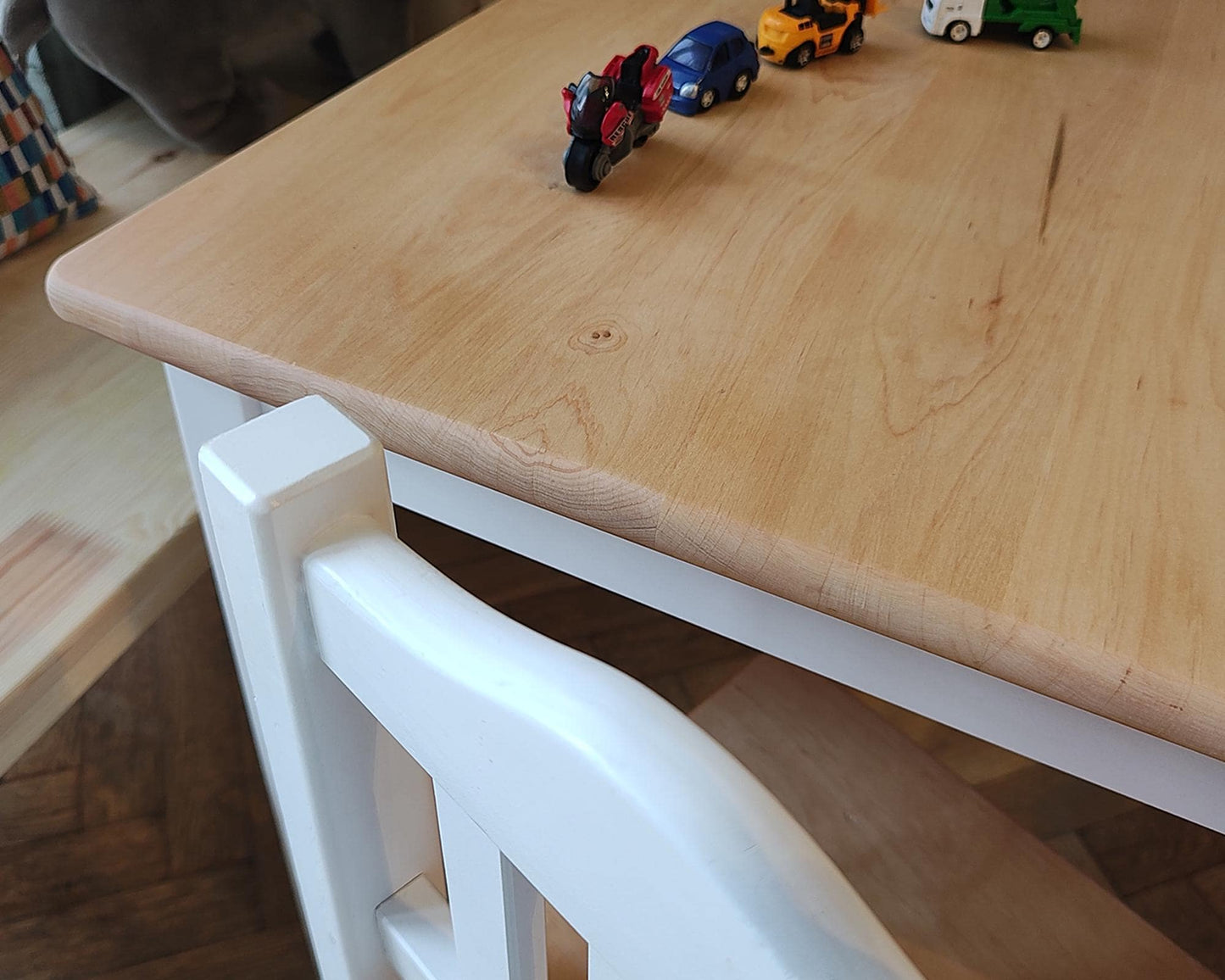 Childrens Wooden Table And Chair Set | WHITE and LACQUERED