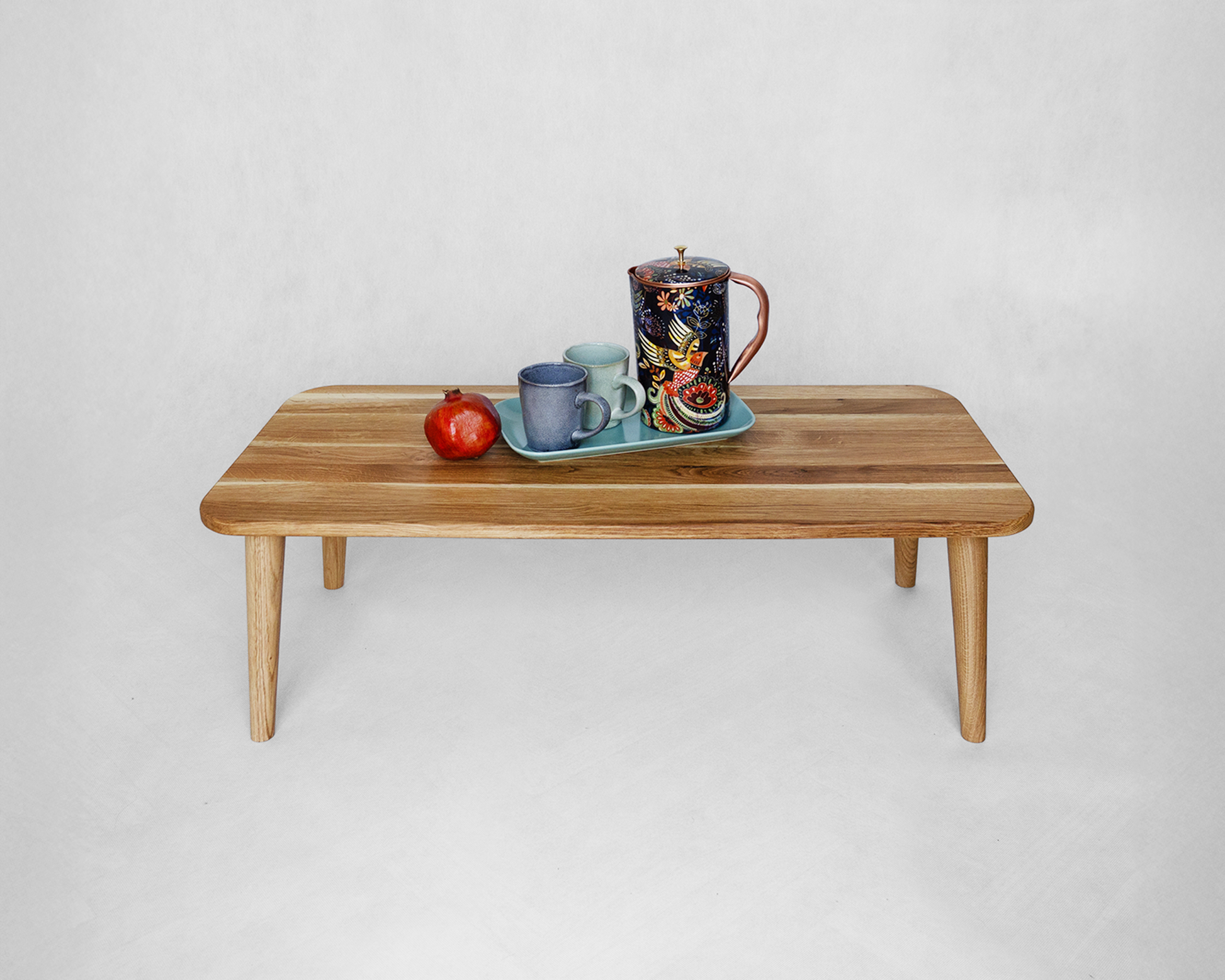 Handmade Japanese tea table crafted from solid oak wood.