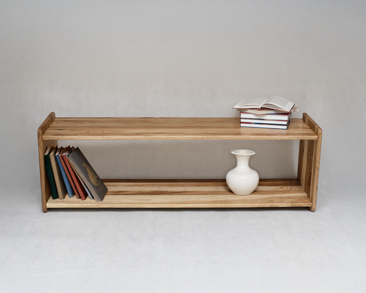 Oak Wood Standing Shelf with 2 Tiers