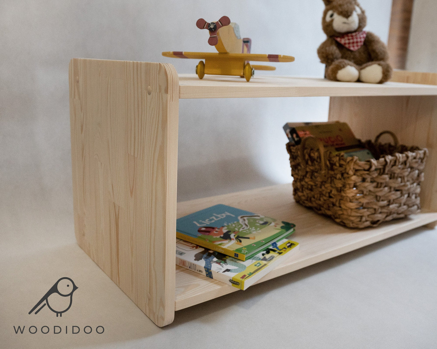 Montessori Low Toddler shelf, Montessori furniture, Wooden shelf for child, Children furniture