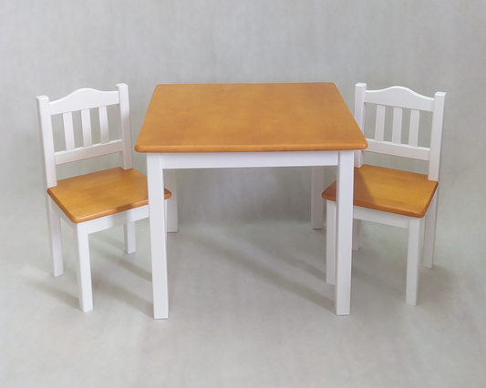 Childrens Wooden Table And Chair Set | WHITE and LACQUERED