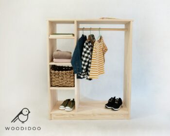 Pure wood Montessori toddler wardrobe